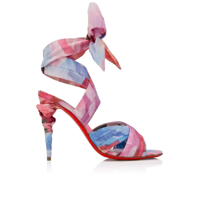 Affabula Lace up – 100-mm-Riemchensandalen – Chinesischer Stoff mit Pfingstrosenprint – Mehrfarbig – Damen Affabula Lace up – 100-mm-Riemchensandalen – Chinesischer Stoff mit Pfingstrosenprint – Mehrfarbig – Damen