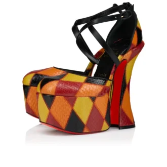 Aquadorcet – 160 mm Riemchen-Pumps – Patchwork-Wasserschlangenleder – Palio, Schwarz – Damen