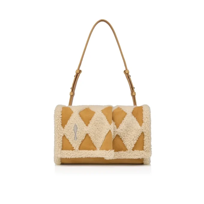 Baggy Small – Umhängetasche – Kalbsleder und Lammfell in Rautenmuster – Beige Baggy Small – Umhängetasche – Kalbsleder und Lammfell in Rautenmuster – Beige