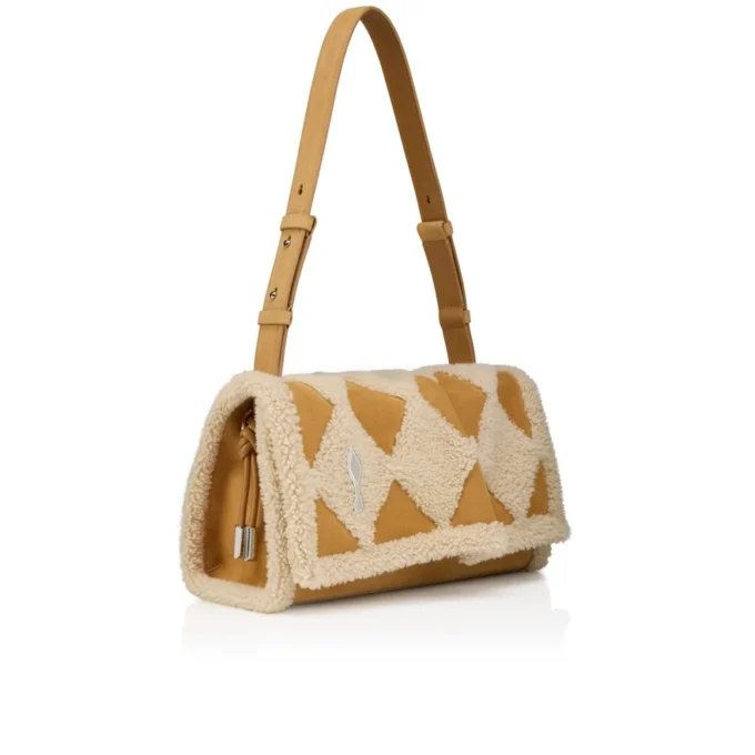 Baggy Small – Umhängetasche – Kalbsleder und Lammfell in Rautenmuster – Beige Baggy Small – Umhängetasche – Kalbsleder und Lammfell in Rautenmuster – Beige