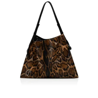 Baggy – Tote Bag – „Bengali“-Print auf haarigem Kalbsleder – Braun