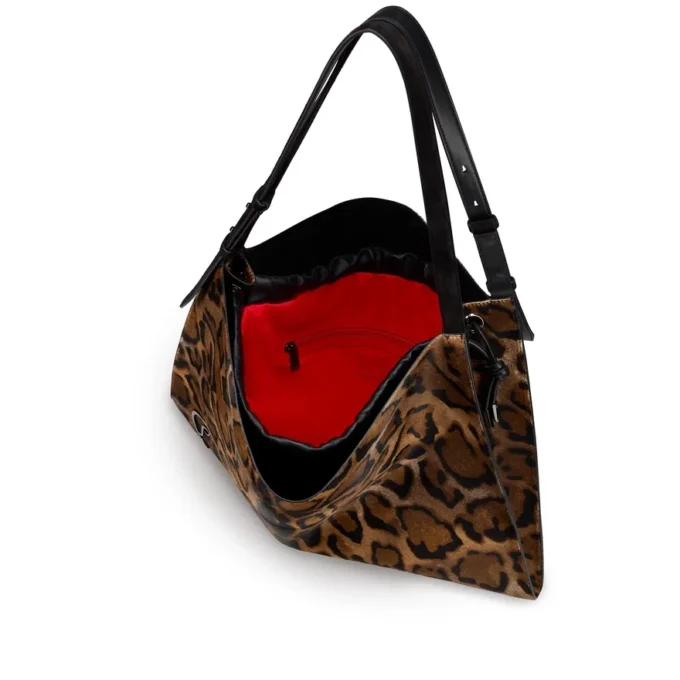 Baggy – Tote Bag – „Bengali“-Print auf haarigem Kalbsleder – Braun Baggy – Tote Bag – „Bengali“-Print auf haarigem Kalbsleder – Braun