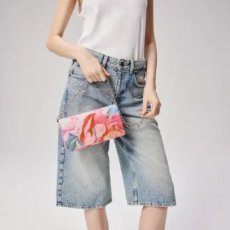 Bettina – Clutch – Chinesischer Stoff mit Pfingstrosenprint – Mehrfarbig