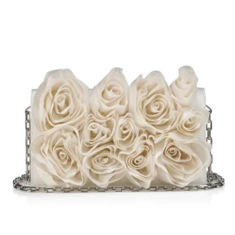 Bettina – Clutch – Crêpe-Satin – Bianco