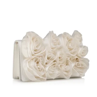Bettina – Clutch – Crêpe-Satin – Bianco