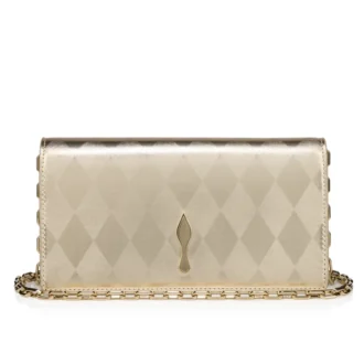 Bettina – Clutch – Diamantförmig laminiertes Lamm-Nappaleder – Light Platine