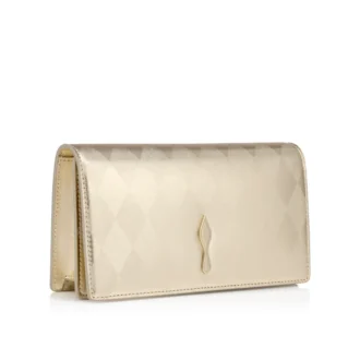 Bettina – Clutch – Diamantförmig laminiertes Lamm-Nappaleder – Light Platine