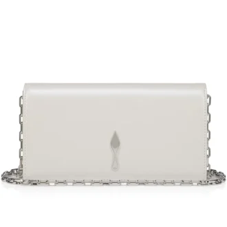 Bettina – Clutch – Perlmuttfarbenes Nappaleder – Weiß