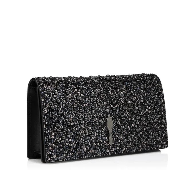 Bettina – Clutch – Veau Velours, Strass und Perlen – Schwarz Bettina – Clutch – Veau Velours, Strass und Perlen – Schwarz