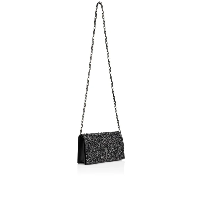 Bettina – Clutch – Veau Velours, Strass und Perlen – Schwarz Bettina – Clutch – Veau Velours, Strass und Perlen – Schwarz