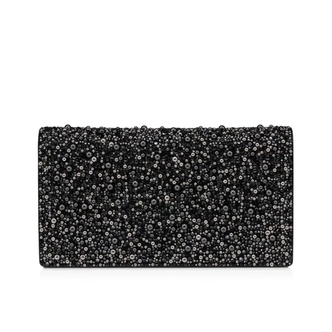 Bettina – Clutch – Veau Velours, Strass und Perlen – Schwarz Bettina – Clutch – Veau Velours, Strass und Perlen – Schwarz