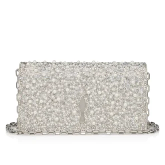 Bettina – Clutch – Wildleder, Strass und Perlen – Silber