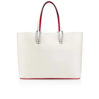 Cabata Large – Tote Bag – Kalbsleder und Spikes – Bianco