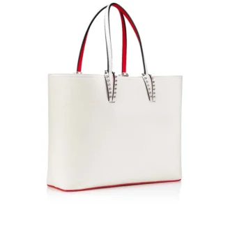 Cabata Large – Tote Bag – Kalbsleder und Spikes – Bianco