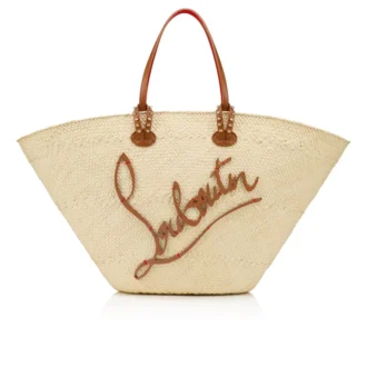 Cabata Large – Tote Bag – Raffia und Kalbsleder – Natur