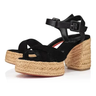 Calakala – 85 mm Espadrilles – Wildleder und Kalbsleder – Schwarz – Damen