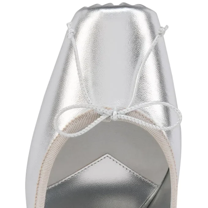 Cassia Mule – 100 mm Pantoletten – Laminiertes Lamm-Nappaleder – Silber – Damen Cassia Mule – 100 mm Pantoletten – Laminiertes Lamm-Nappaleder – Silber – Damen