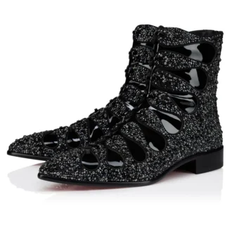 Circus Booty Perla – Stiefel – Wildleder und Strass, Lackkalbsleder – Schwarz – Herren