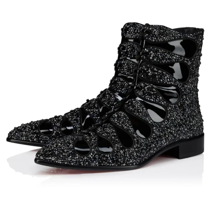 Circus Booty Perla – Stiefel – Wildleder und Strass, Lackkalbsleder – Schwarz – Herren Circus Booty Perla – Stiefel – Wildleder und Strass, Lackkalbsleder – Schwarz – Herren