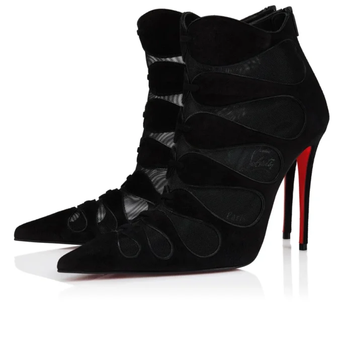 Circus Max – 100 mm niedrige Stiefel – Kalbsvelours, Mesh und Ziegenleder – Schwarz – Damen Circus Max – 100 mm niedrige Stiefel – Kalbsvelours, Mesh und Ziegenleder – Schwarz – Damen