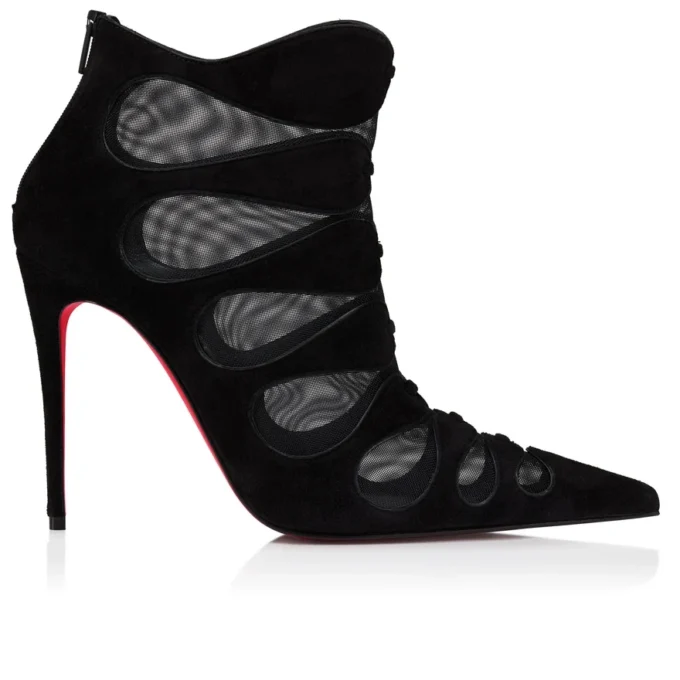 Circus Max – 100 mm niedrige Stiefel – Kalbsvelours, Mesh und Ziegenleder – Schwarz – Damen Circus Max – 100 mm niedrige Stiefel – Kalbsvelours, Mesh und Ziegenleder – Schwarz – Damen