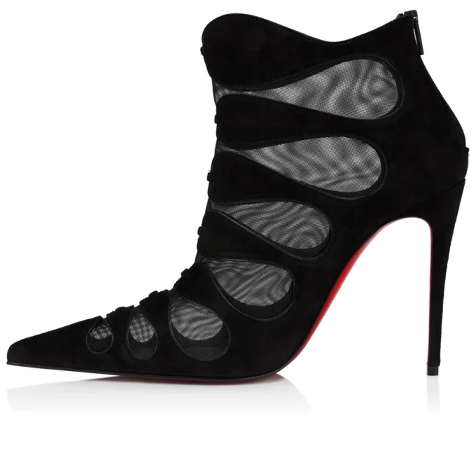 Circus Max – 100 mm niedrige Stiefel – Kalbsvelours, Mesh und Ziegenleder – Schwarz – Damen Circus Max – 100 mm niedrige Stiefel – Kalbsvelours, Mesh und Ziegenleder – Schwarz – Damen