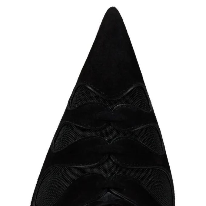 Circus Max – 100 mm niedrige Stiefel – Kalbsvelours, Mesh und Ziegenleder – Schwarz – Damen Circus Max – 100 mm niedrige Stiefel – Kalbsvelours, Mesh und Ziegenleder – Schwarz – Damen