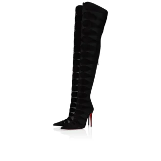 Circus Max Botta Alta – 100-mm-Stiefel – Kalbsvelours, Mesh und Ziegenleder – Schwarz – Damen
