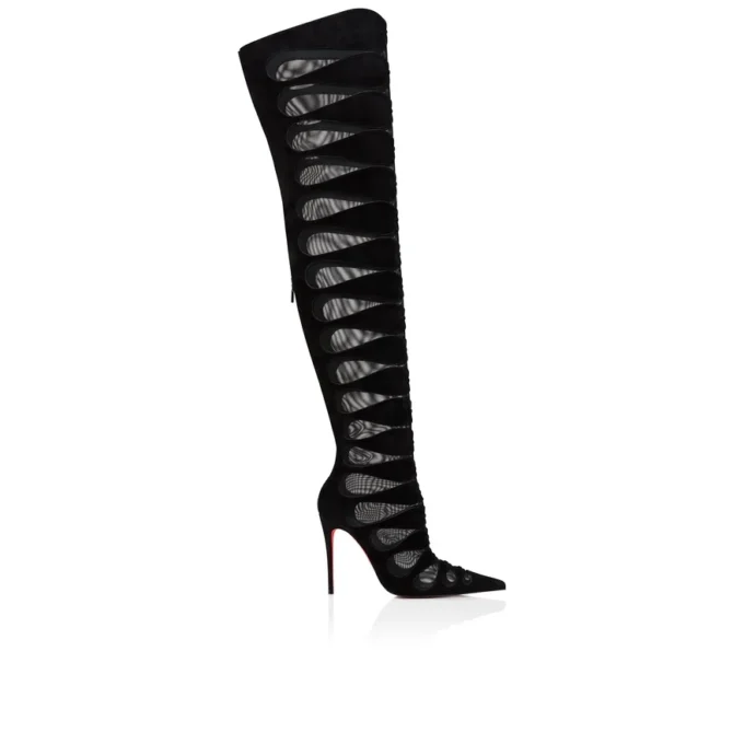 Circus Max Botta Alta – 100-mm-Stiefel – Kalbsvelours, Mesh und Ziegenleder – Schwarz – Damen Circus Max Botta Alta – 100-mm-Stiefel – Kalbsvelours, Mesh und Ziegenleder – Schwarz – Damen
