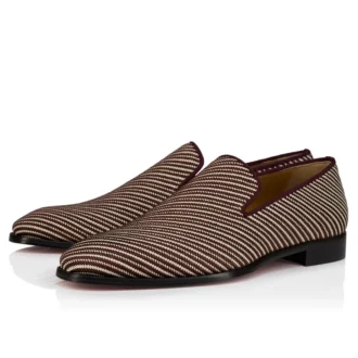 Danny Flex – Slipper – Kalbsleder und Twill-Webung – Weiß und Braun – Herren