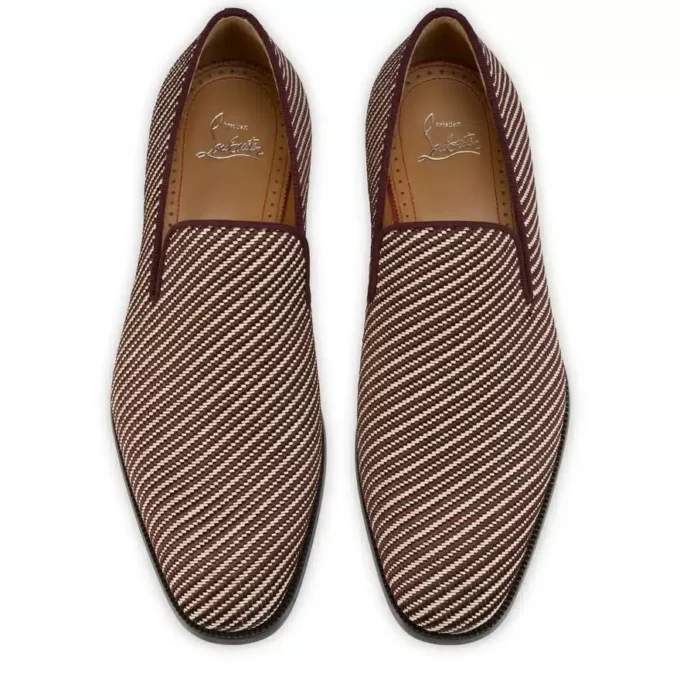 Danny Flex – Slipper – Kalbsleder und Twill-Webung – Weiß und Braun – Herren Danny Flex – Slipper – Kalbsleder und Twill-Webung – Weiß und Braun – Herren