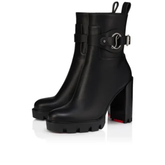 Dianouchette Lug – 100 mm niedrige Stiefel – gewachstes Kalbsleder – Schwarz – Damen