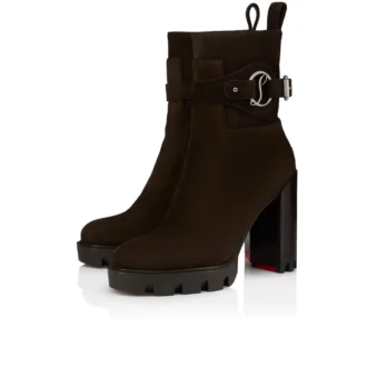 Dianouchette Lug – 100 mm niedrige Stiefel – Kalbsleder mit umgekehrter Narbung – Café – Damen