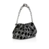 Eva Small – Schultertasche – Veau Velours und rautenförmige Strasssteine – Schwarz Eva Small – Schultertasche – Veau Velours und rautenförmige Strasssteine – Schwarz