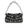 Eva Small – Schultertasche – Veau Velours und rautenförmige Strasssteine – Schwarz Eva Small – Schultertasche – Veau Velours und rautenförmige Strasssteine – Schwarz