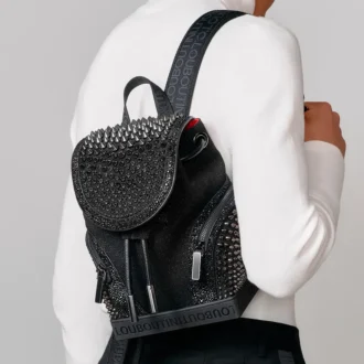 Explorafunk Small – Rucksack – Stoff, Kalbsvelours und Nieten – Schwarz
