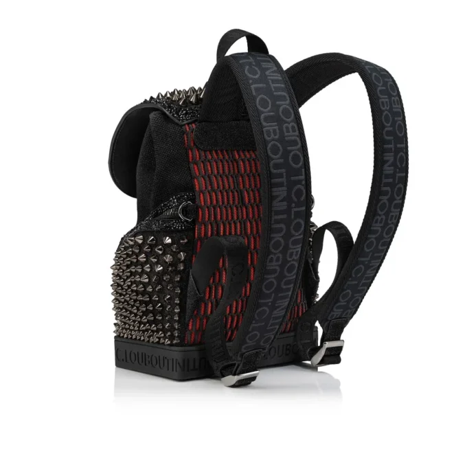 Explorafunk Small – Rucksack – Stoff, Kalbsvelours und Nieten – Schwarz Explorafunk Small – Rucksack – Stoff, Kalbsvelours und Nieten – Schwarz