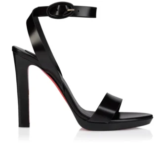 Fanny Sandal – 120 mm Riemchensandalen – Patiniertes Kalbsleder – Schwarz – Damen