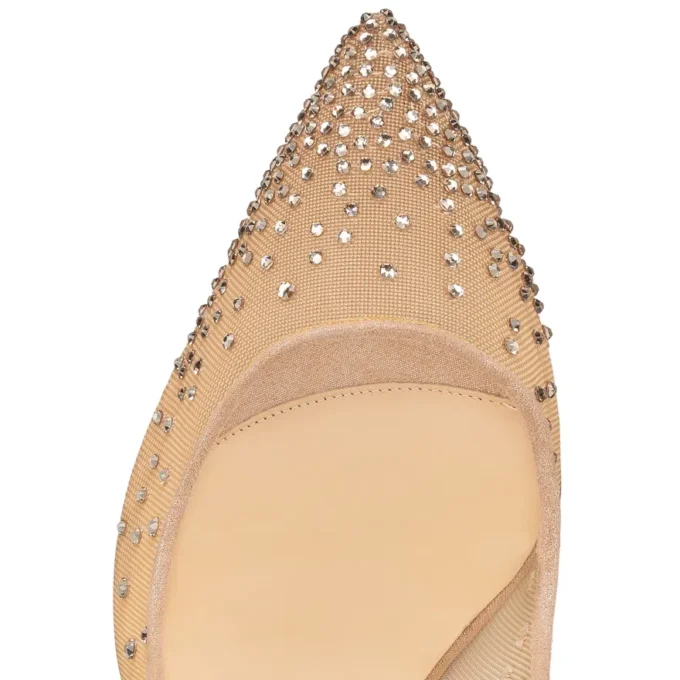 Follies Strass – 100-mm-Pumps – Mesh, Kalbsveloursleder und Strass – Helle Seide – Damen Follies Strass – 100-mm-Pumps – Mesh, Kalbsveloursleder und Strass – Helle Seide – Damen