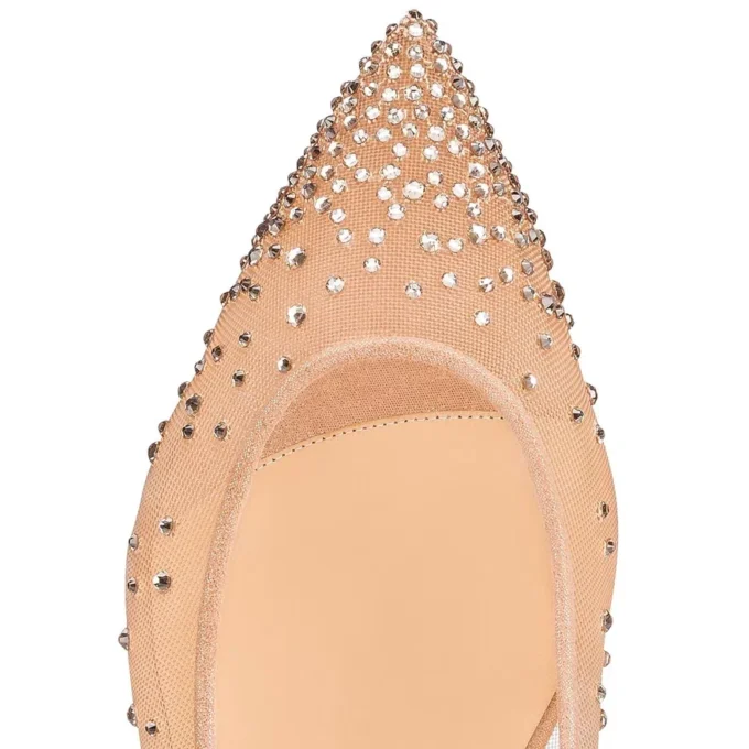 Follies Strass – Ballerinas – Mesh, Kalbsvelours und Strass – Helle Seide – Damen Follies Strass – Ballerinas – Mesh, Kalbsvelours und Strass – Helle Seide – Damen
