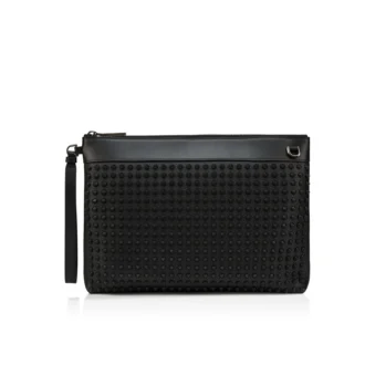 Funky – Pouch – genarbtes Kalbsleder und Spikes – Schwarz