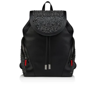 Funky – Rucksack – genarbtes Kalbsleder, Strass und Nieten – Schwarz