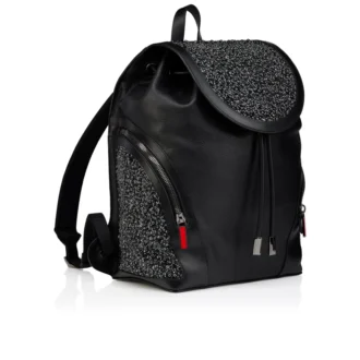 Funky – Rucksack – genarbtes Kalbsleder, Strass und Nieten – Schwarz