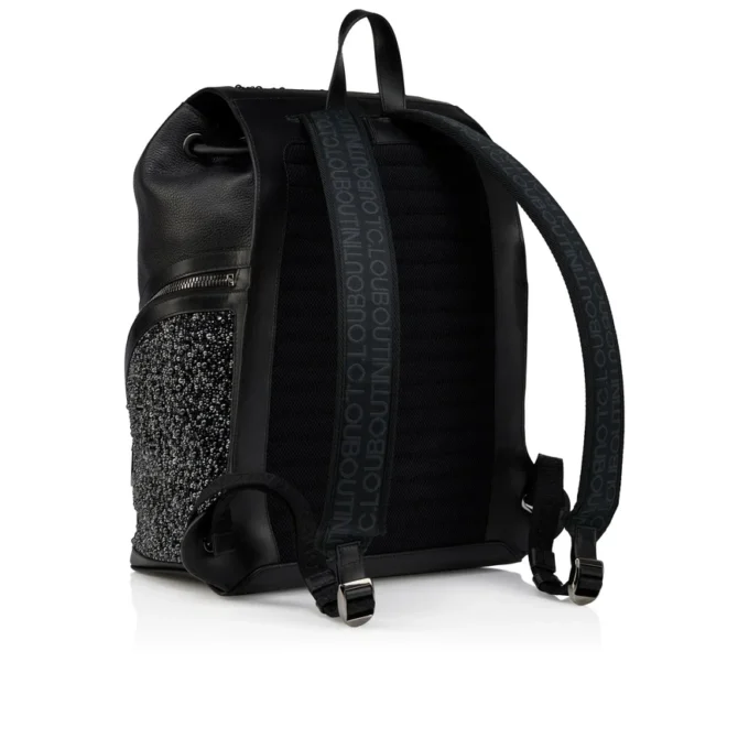 Funky – Rucksack – genarbtes Kalbsleder, Strass und Nieten – Schwarz Funky – Rucksack – genarbtes Kalbsleder, Strass und Nieten – Schwarz