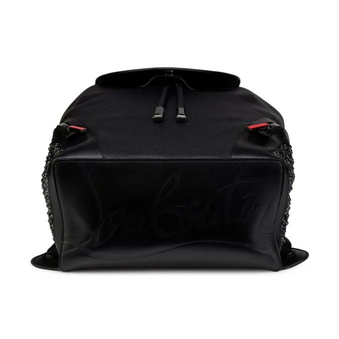 Funky – Rucksack – genarbtes Kalbsleder, Strass und Nieten – Schwarz Funky – Rucksack – genarbtes Kalbsleder, Strass und Nieten – Schwarz