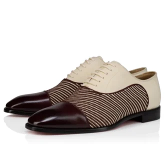 Greggory – Oxfords – Kalbsleder, Twill-Webung und Wildleder – Weiß und Braun – Herren