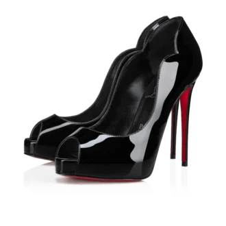 Hot Chick Alta – 120 mm Pumps mit offener Spitze – Lackkalbsleder – Schwarz – Damen