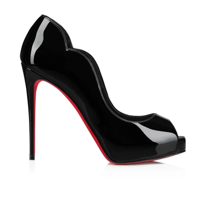 Hot Chick Alta – 120 mm Pumps mit offener Spitze – Lackkalbsleder – Schwarz – Damen