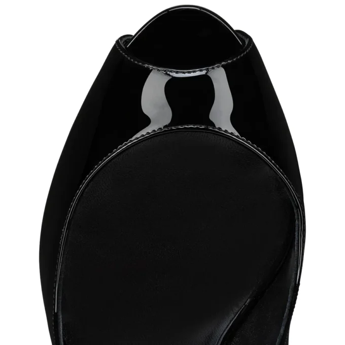 Hot Chick Alta – 120 mm Pumps mit offener Spitze – Lackkalbsleder – Schwarz – Damen