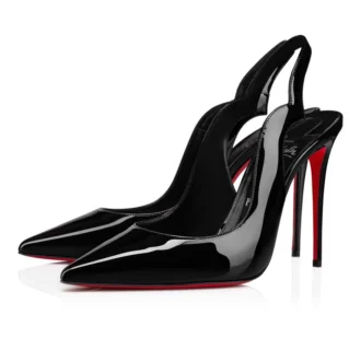 Hot Chick Sling – 100-mm-Slingback-Pumps – Lackkalbsleder – Schwarz – Damen